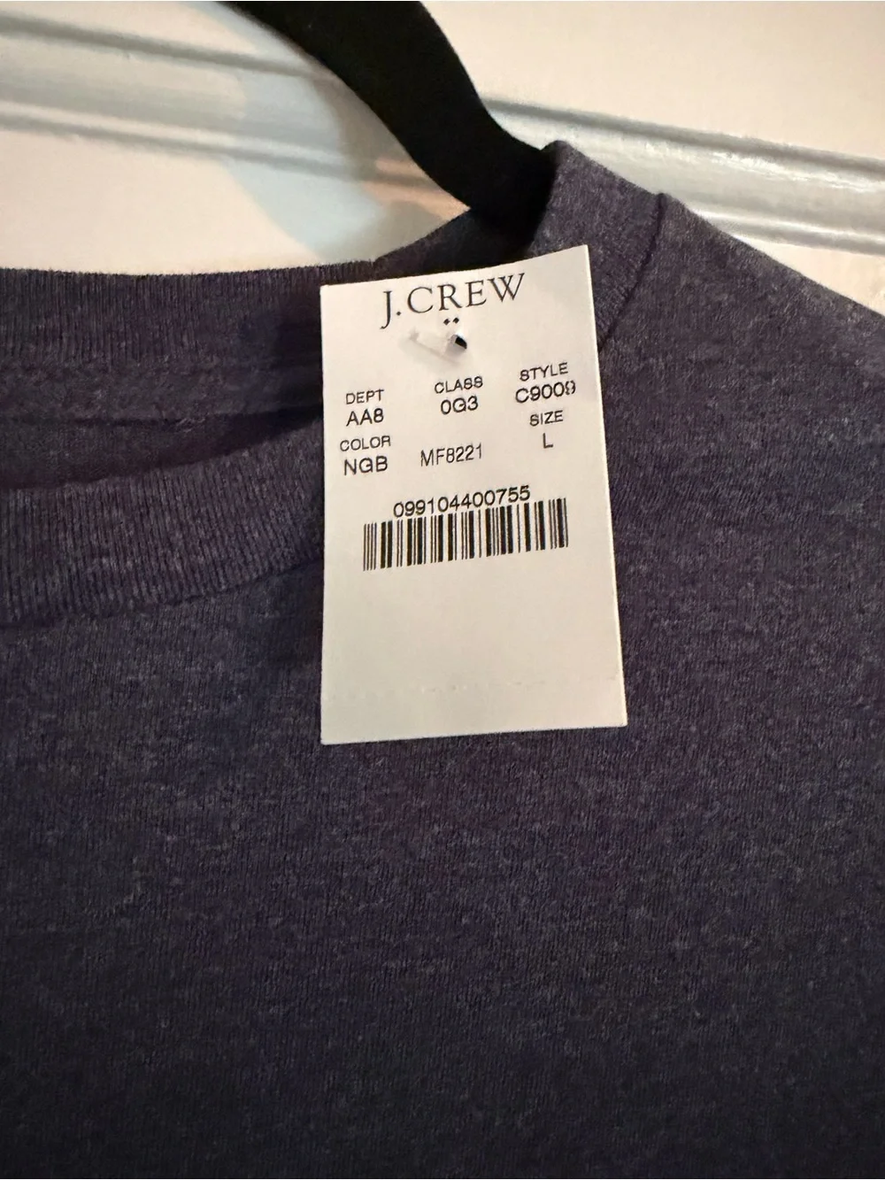 J. Crew Long-Sleeve Tee in Navy with Light Blue Pocket